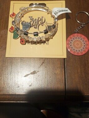 Alex and Ani Silver Tone Charm Bracelet with Orange Flower Charms WiArd Of Oz